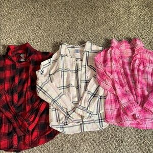Plaid Kids Shirts - Red, White, and Pink